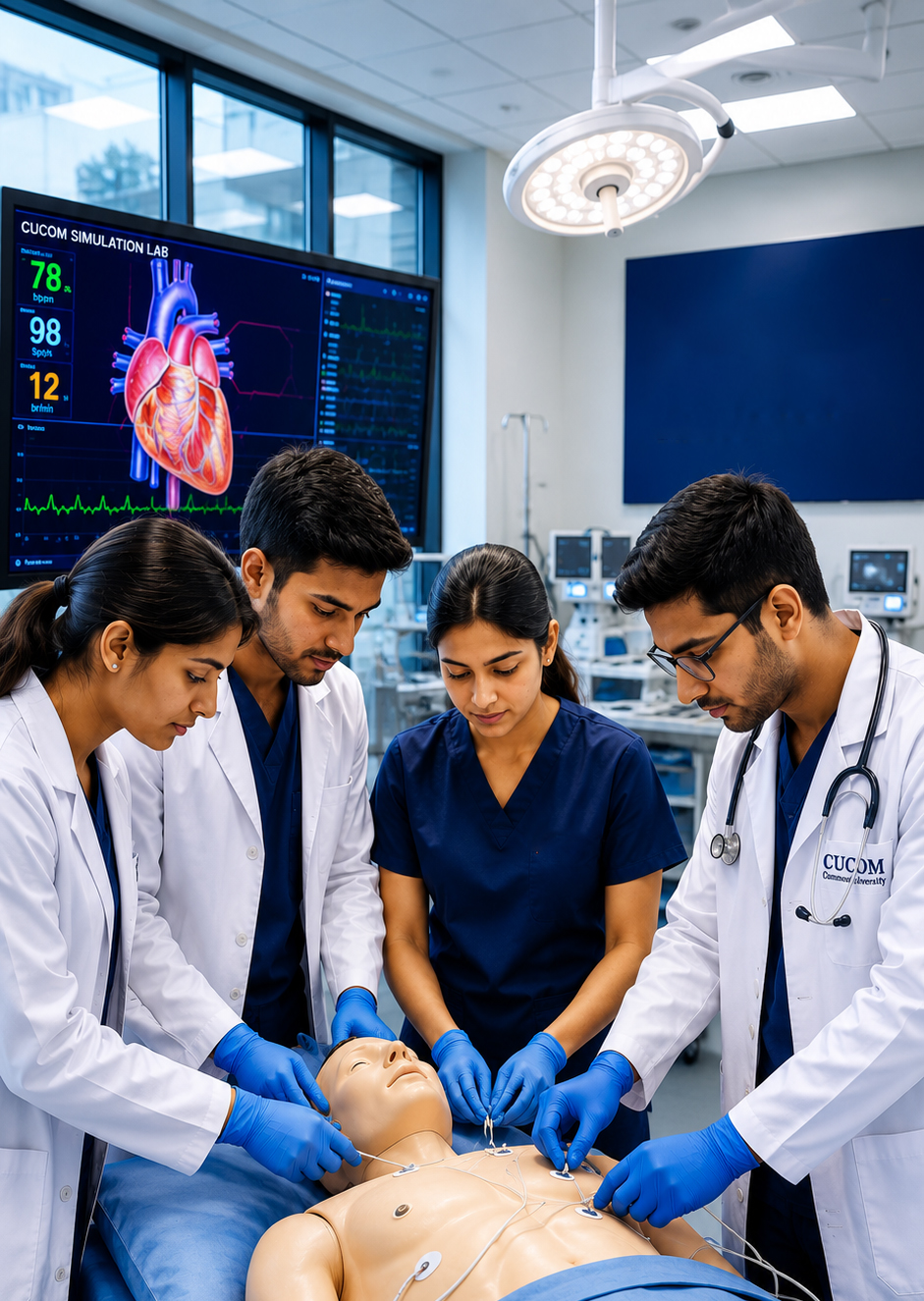 Medical students participating in clinical simulation training